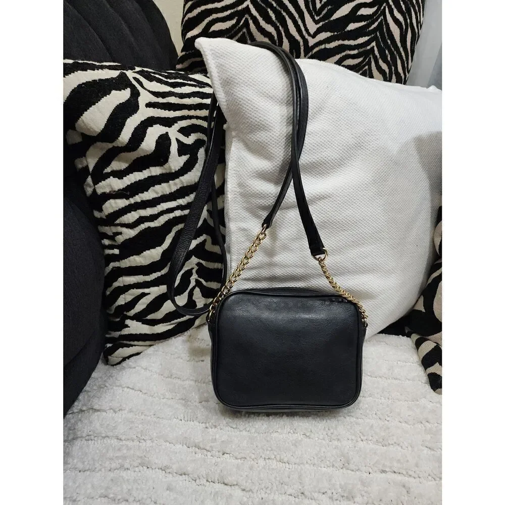 Michael Kors Black Leopard Print Calf Hair Leather Crossbody Bag